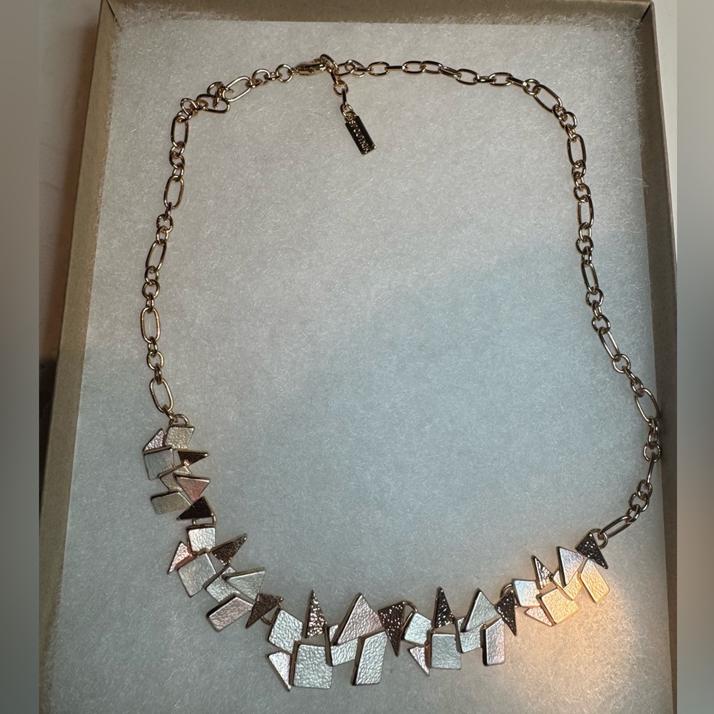 Rose gold, white and white silver spoutnik necklace (Elise Pfister)